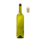Skleněná láhev na víno BORDEAUX olivová 750 ml s korkem