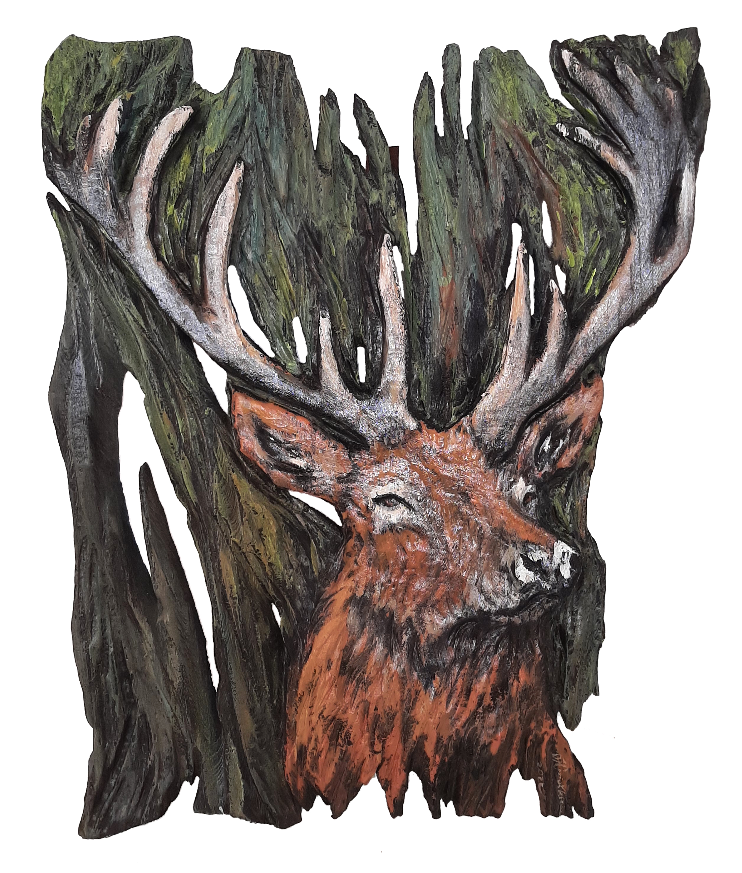 Dřevěný obraz jelen