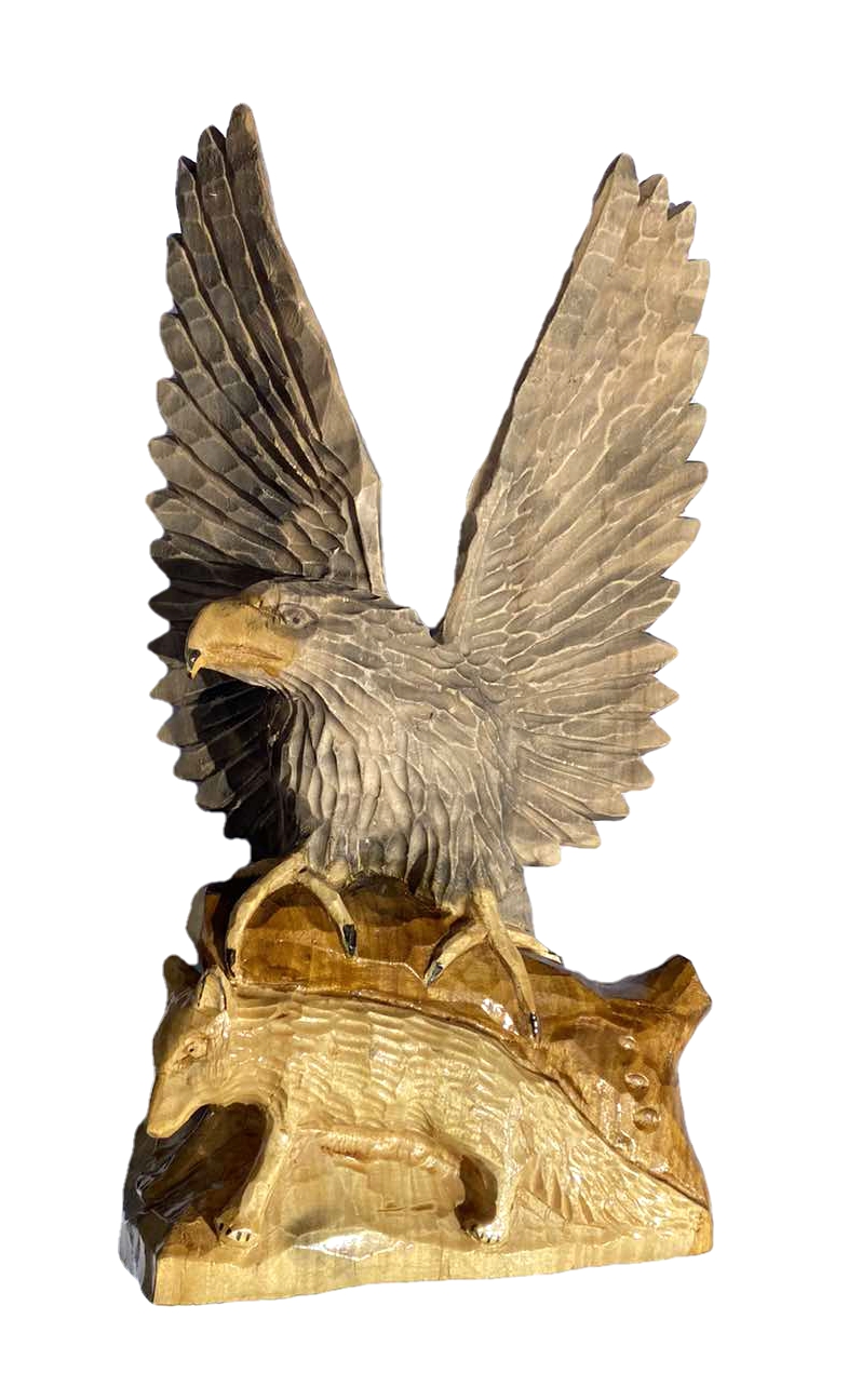 Dřevěná socha orla 37x22cm