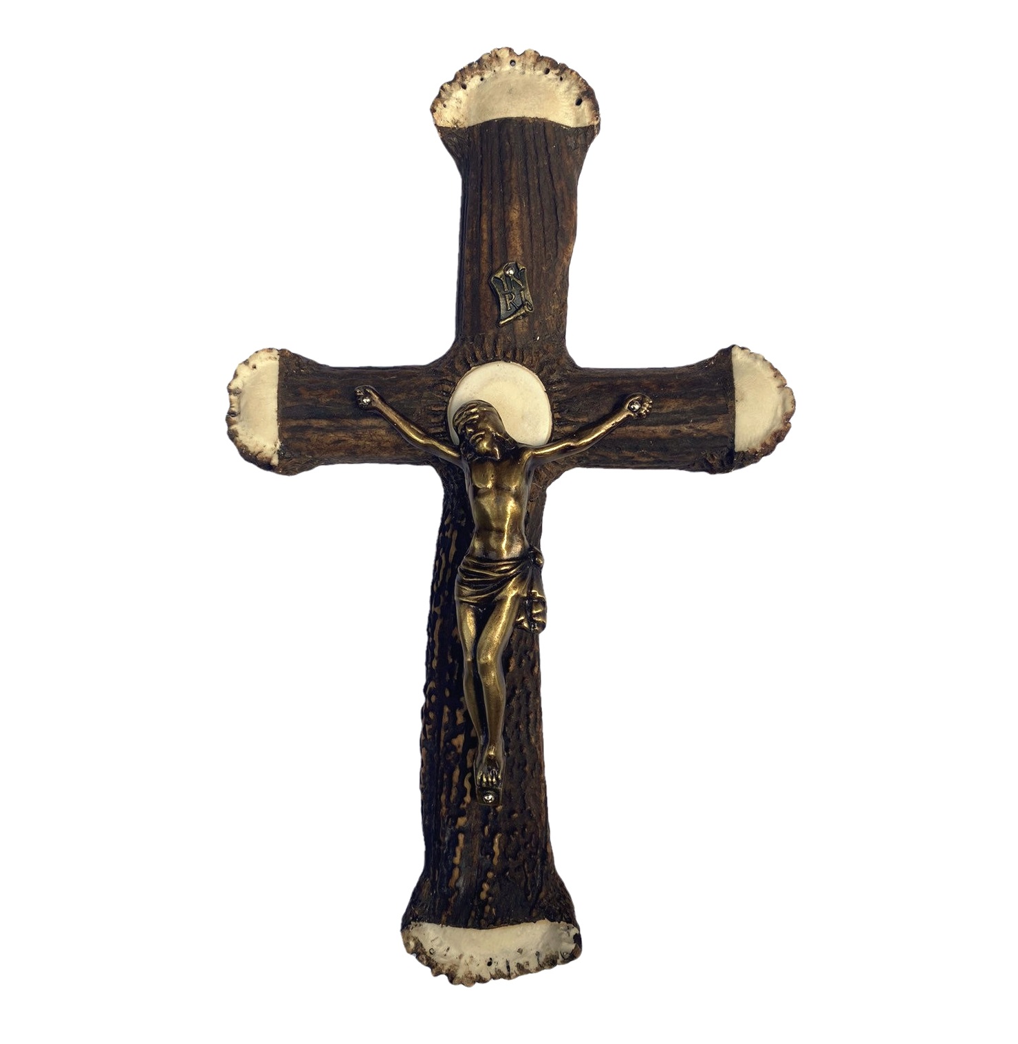 Kříž s Ježíšem z hrubého paroží 30x18 cm