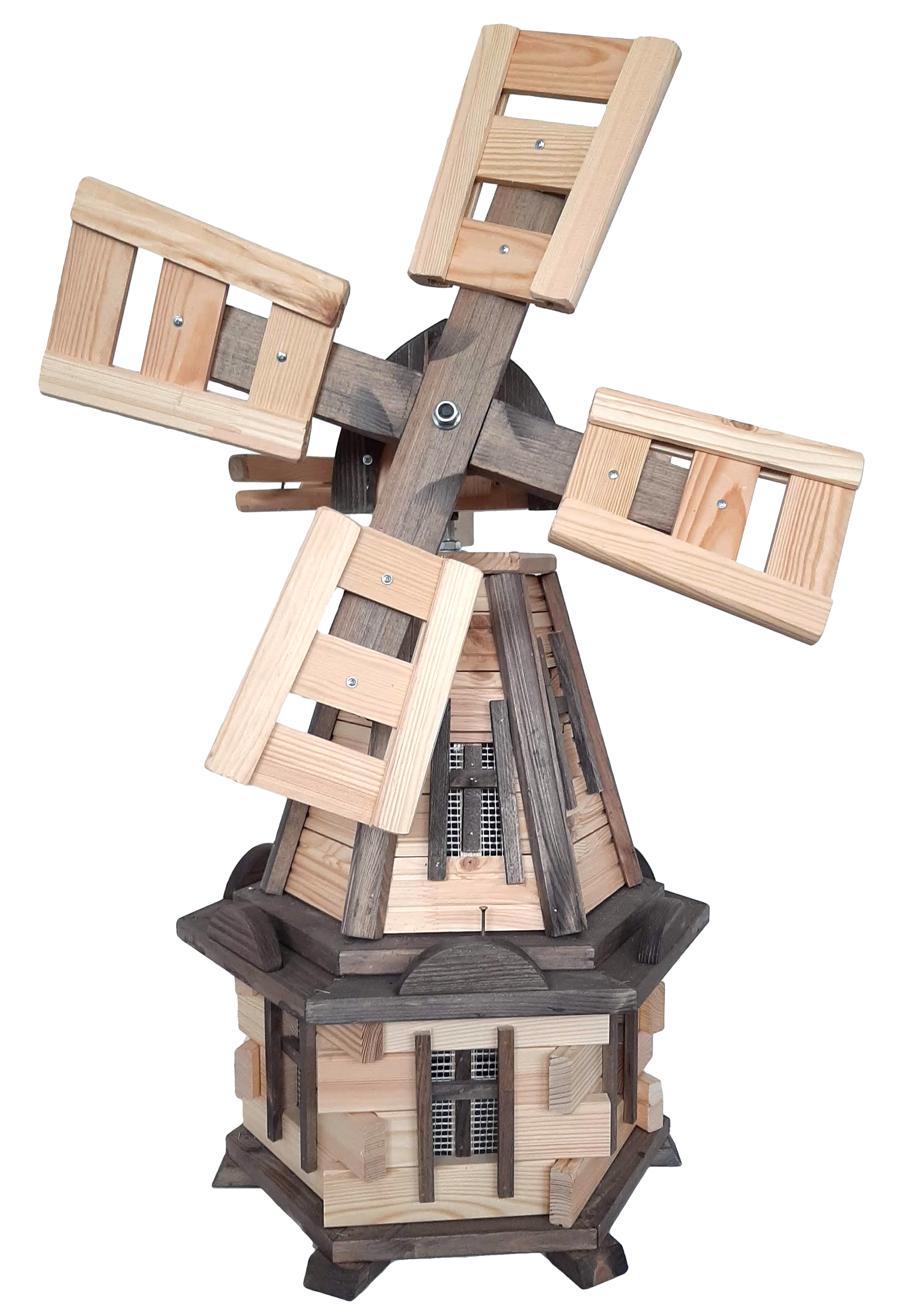 Dřevěný větrný mlýn zahradní, otočný, dekorační 140cm