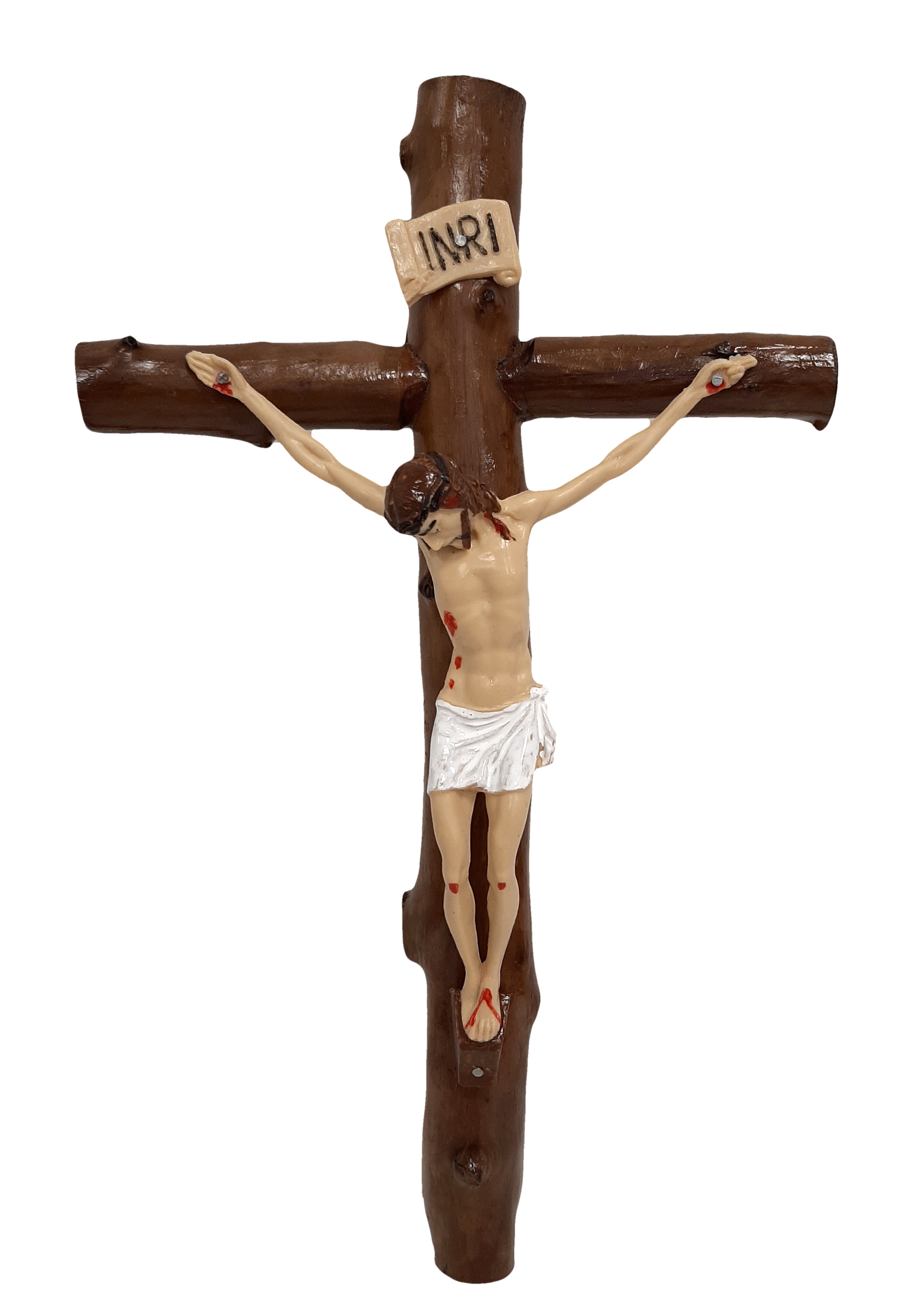 Dřevěný kříž s Ježíšem INRI 16x27cm