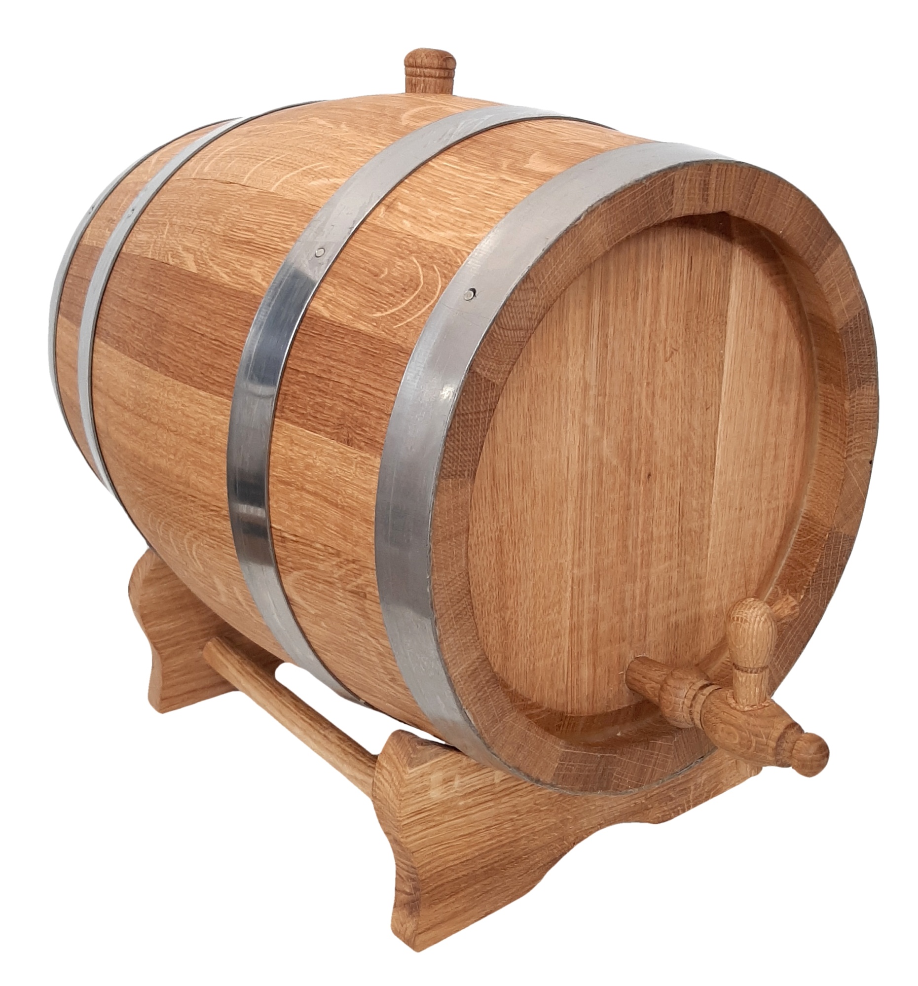 Ručně vyrobený dřevěný sud 20l s podstavcem a dřevěn. kohoutkem, francouzský dub