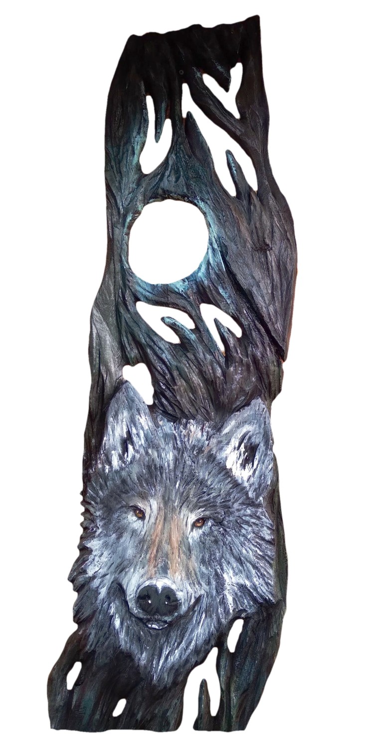 Dřevěný obraz Vlk H