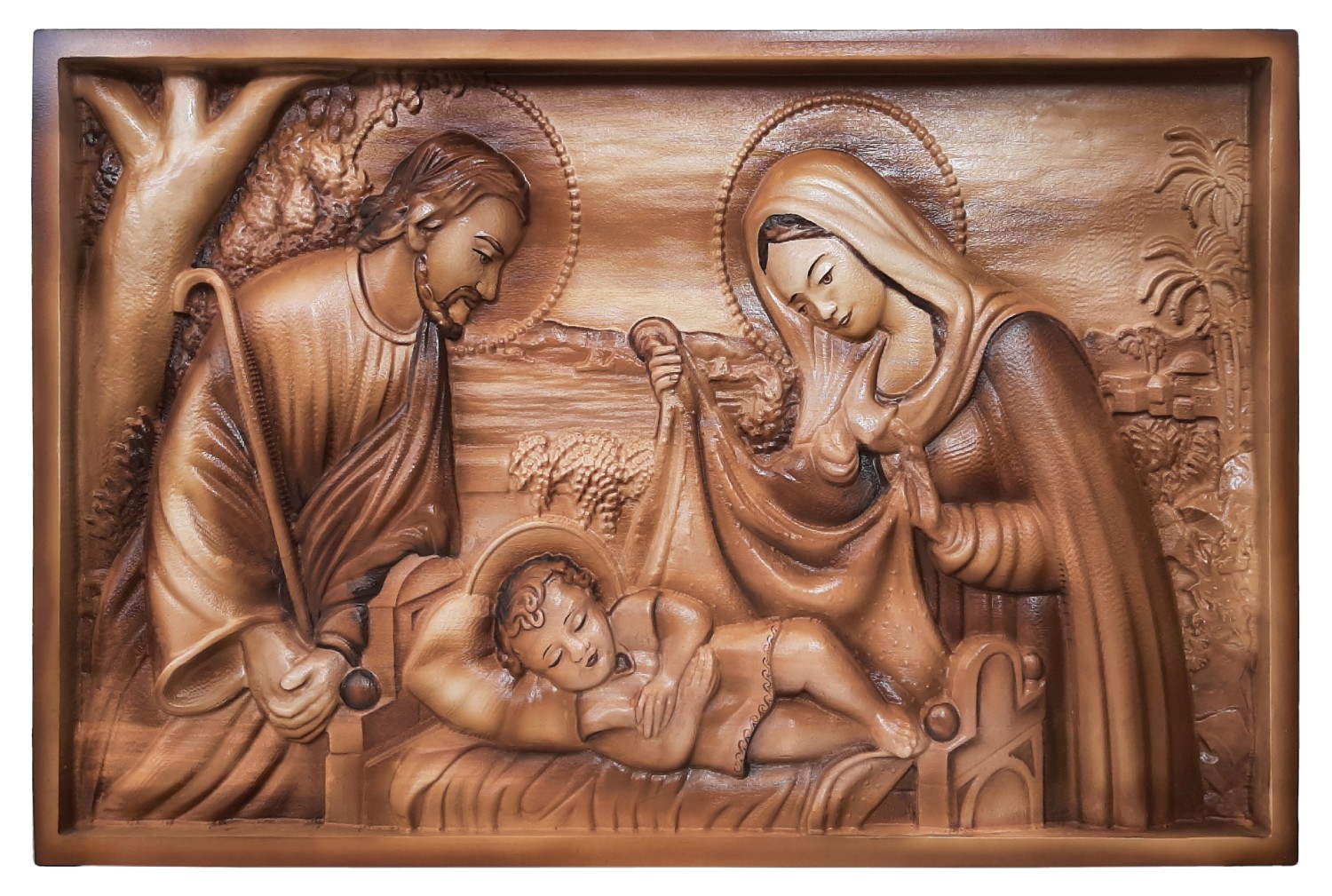 Dřevěný obraz svaté rodiny, 75 x 49,5 cm