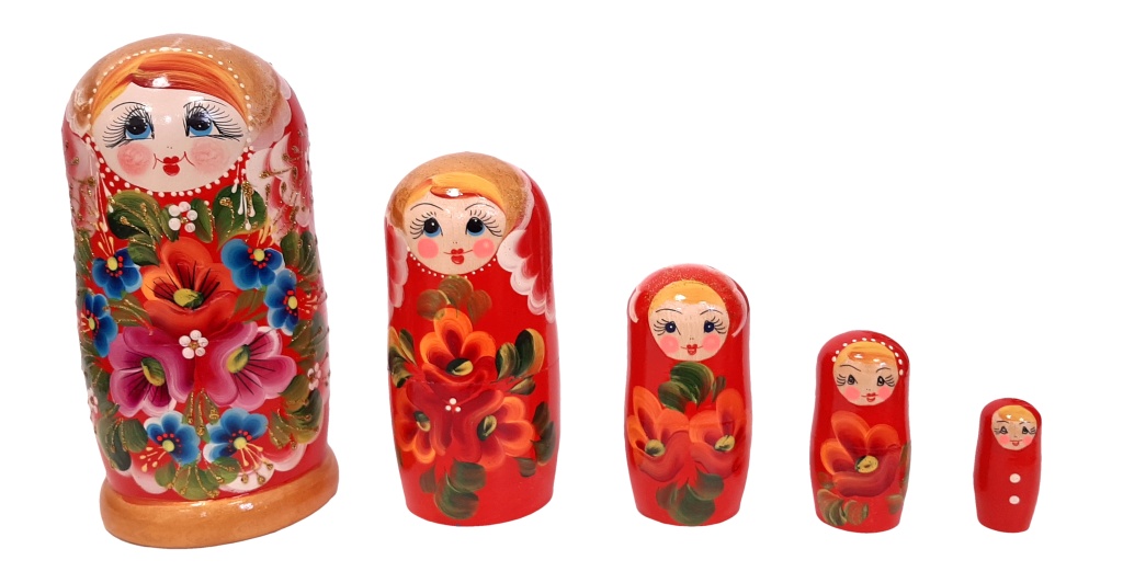 Originál Ruská matrjoška 18 cm, sada 5 ks
