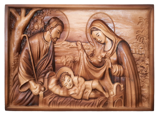 Dřevěný obraz svaté rodiny, 36 x 25 cm