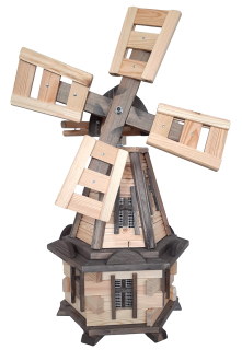 Dřevěný větrný mlýn zahradní, otočný, dekorační 170cm