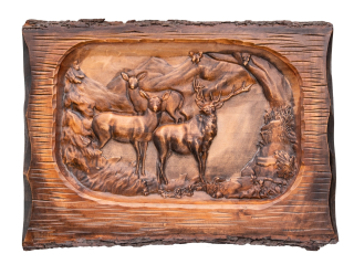 Dřevěný obraz stádo jelenů