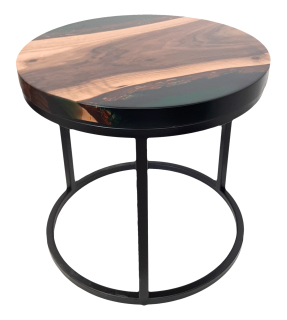 Stůl z ořechového dřeva a kovovou podnoží