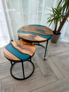 Dřevěný konferenční stolek (sada 2ks)