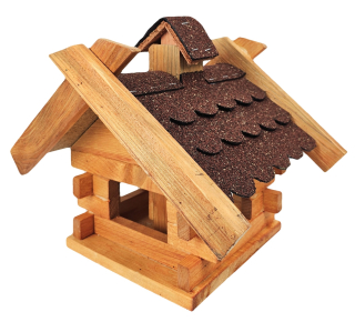 Dřevěné krmítko pro ptáky se zásobníkem na krmivo