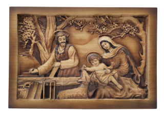 Dřevěný obraz svaté rodiny, 36 x 25 cm