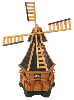 Dřevěný větrný mlýn zahradní, otočný, dekorační 125 cm