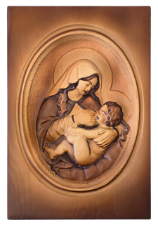 Dřevěný obraz Panny Marie s Ježíškem 25 x 36 cm