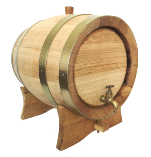 Ručně vyrobený dřevěný sud 10L s podstavcem, mosazný kohoutkem z dubového dřeva