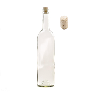 Skleněná láhev na víno BORDEAUX bezbarvá 750 ml s korkem