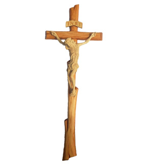 Dřevěný kříž s Ježíšem INRI světlý