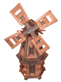 Dřevěný větrný mlýn zahradní, otočný, dekorační 90cm