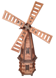 Dřevěný větrný mlýn zahradní, otočný, dekorační 140cm
