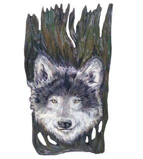 Dřevěný obraz Vlk C, 60 x 40 cm