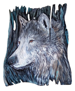 Dřevěný obraz Vlk E, 60 x 40 cm