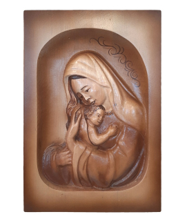 Dřevěný obraz Panny Marie s Ježíškem 25 x 36 cm