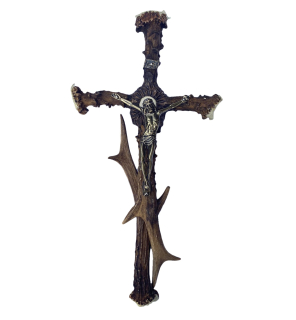 Kříž s Ježíšem z paroží 32x16 cm