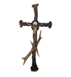 Kříž s Ježíšem z paroží typ 2 32x16 cm