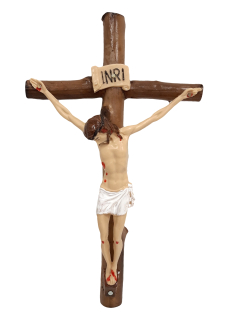 Dřevěný kříž s Ježíšem INRI 13x22cm